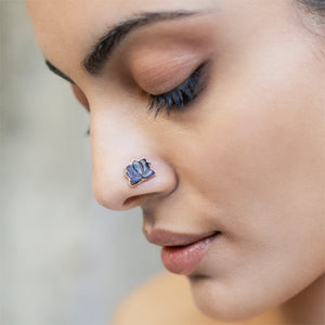 Pichwai Blue Lotus Nose Pin By Baka