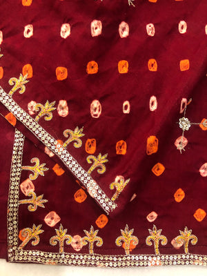 Maroon Bandhani Hand Embroidered Kimono Jacket