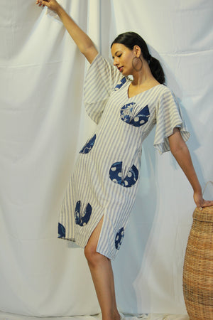 White Organic Cotton Striped Dress By TAMASQ