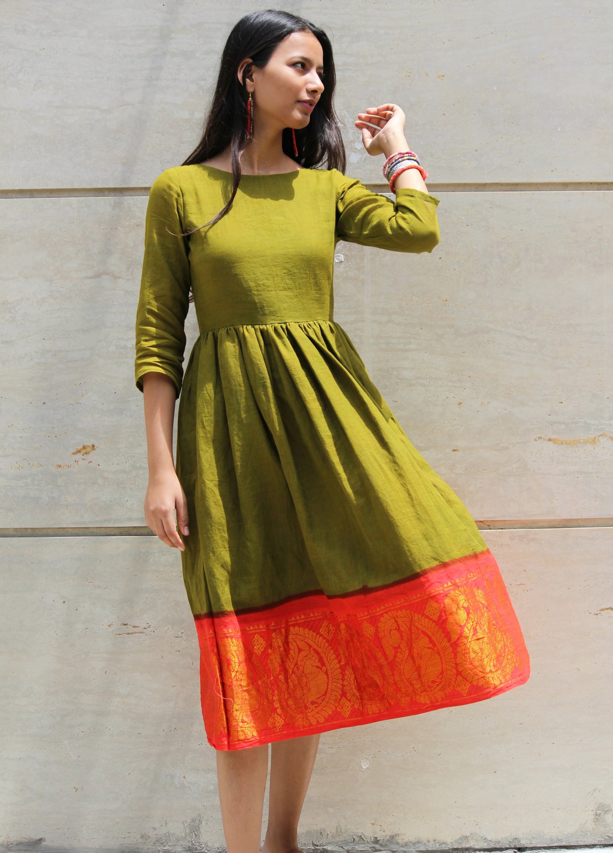 Midi Length Madurai Saree Dress