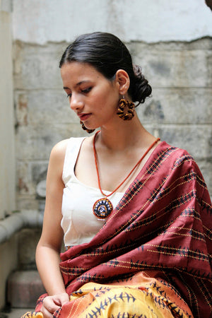 Tussar Silk Saree And Madhubani Inspired Embroidered Blouse
