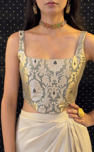 Grey Brocade Corset