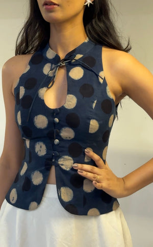 Indigo Polka Halter Top