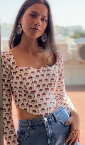 Cherry Corset With Full Sleeves