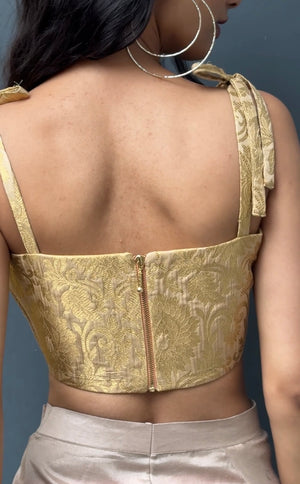 Gold Brocade Tie-up Corset