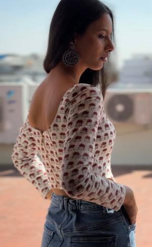 Cherry Corset With Full Sleeves