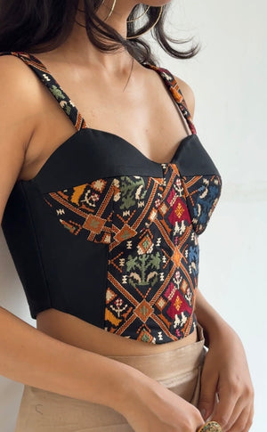 Black Patola Embroidered Bustier