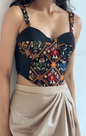 Black Patola Embroidered Bustier
