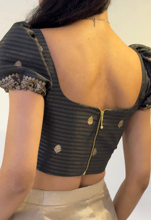 Charcoal Grey Corset With Sleeves