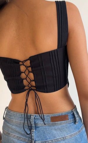 Classic Black Tie-up Corset