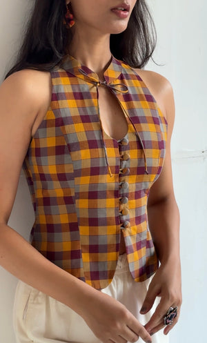 Autumn Madras Check Halter Top