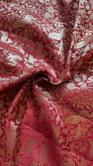 Cherry Gold Brocade Corset With Sleeves