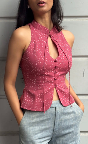 Mauve Dot Halter Top