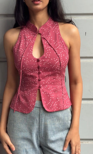 Mauve Dot Halter Top