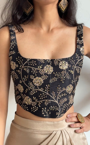 Black Embroidered Corset