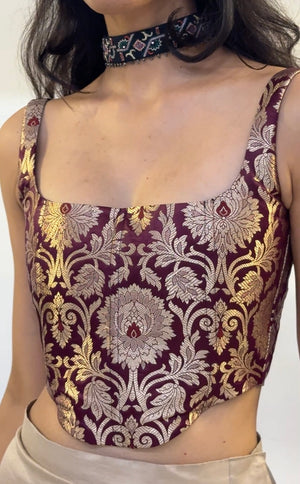 Burgundy Brocade Corset