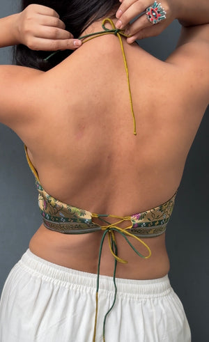 Mehendi Patola Halter Crop Top