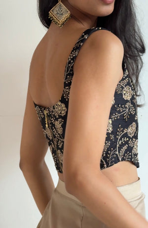 Black Embroidered Corset