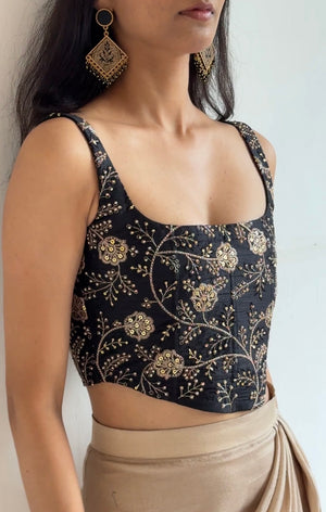 Black Embroidered Corset