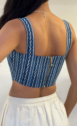 Indigo Striped Corset