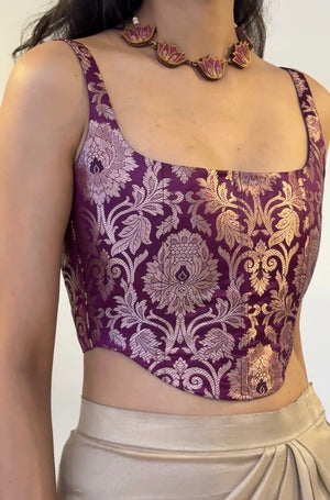 Berry Silver Brocade Corset