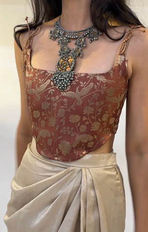 Sepia Brocade Corset