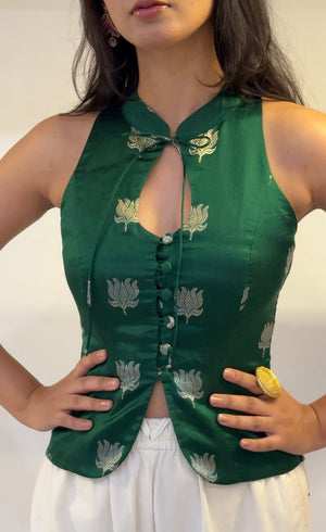 Green Lotus Halter Top