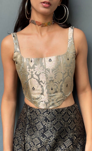 Grey Brocade Corset
