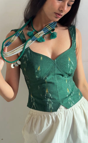 Emerald Ikat Sweetheart Top