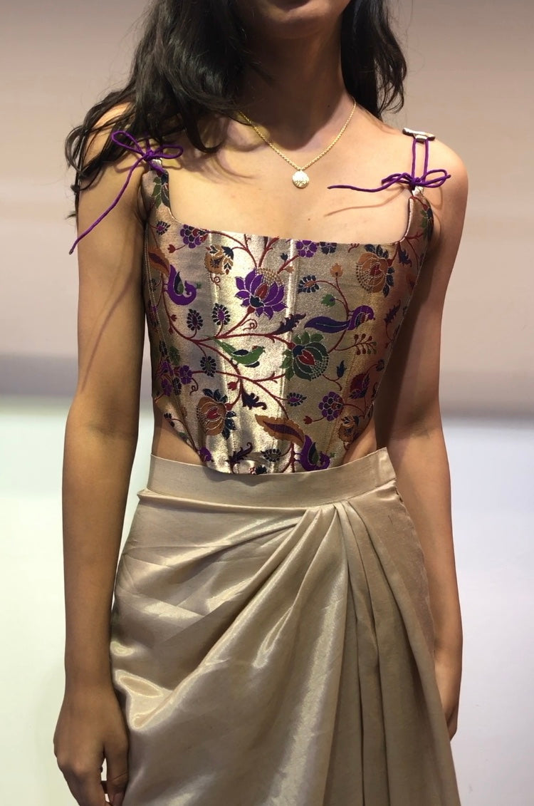 Gold Paithani Corset