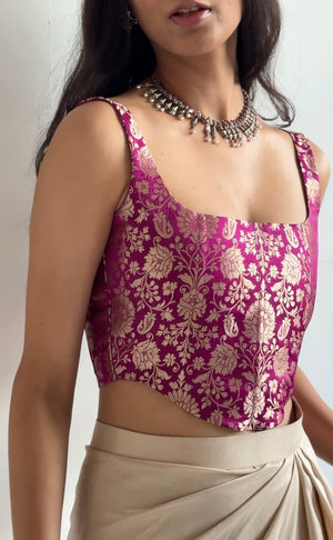 Purple Banarasi Brocade Corset