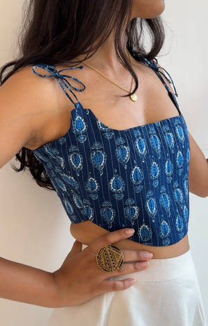 Indigo Printed Corset