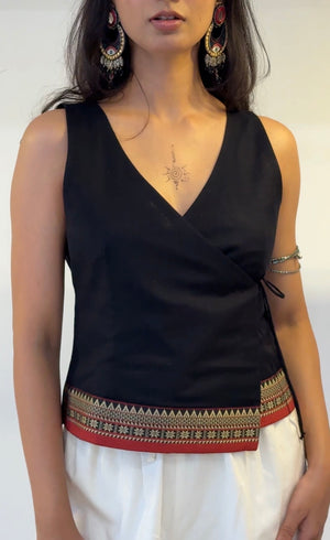 Black Saree Wrap Top