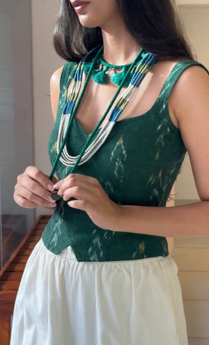 Emerald Ikat Sweetheart Top
