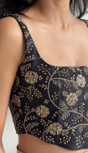 Black Embroidered Corset
