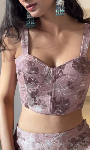 Mulberry Embroidered Silk Bustier