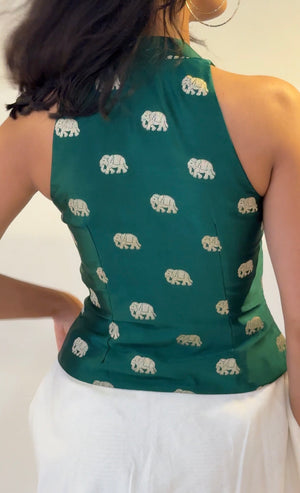 Emerald Silk Halter Top