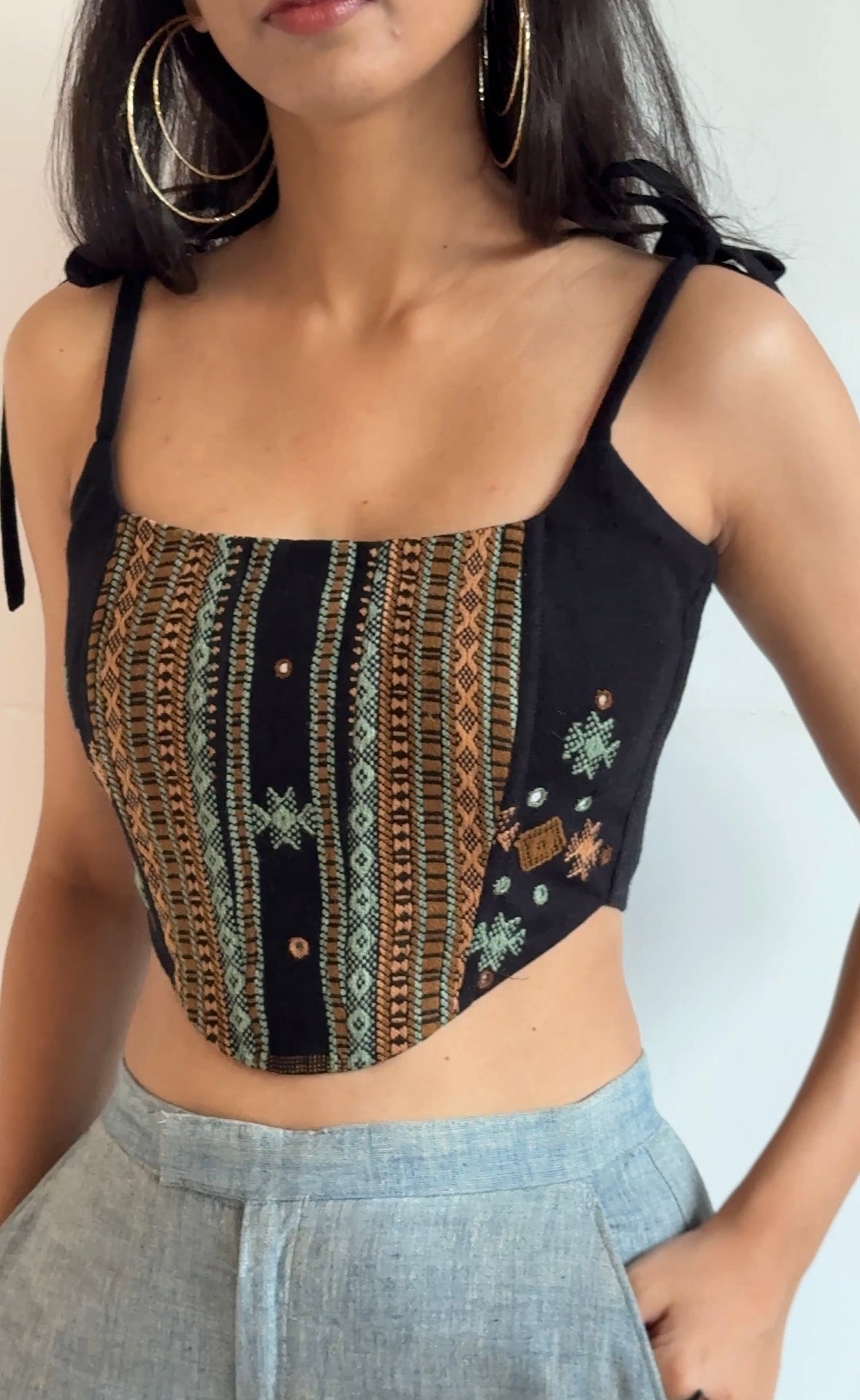 Black Handwoven Wool Corset