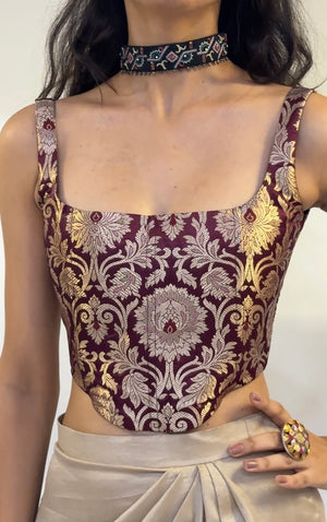 Burgundy Brocade Corset