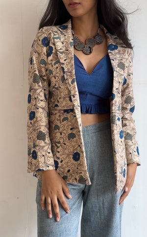 Beige Kalamkari Blazer