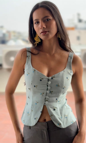 Daisy Embroidered Corset Top