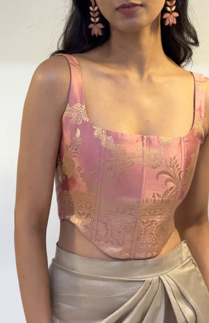 Rose Gold Brocade Corset