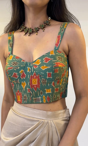 Teal Patola Bustier