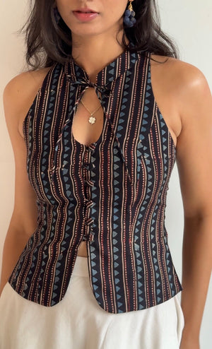 Gypsy Ajrakh Halter Top