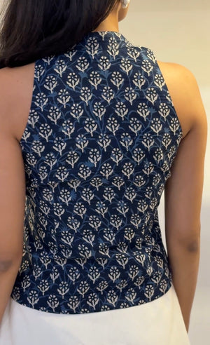 Indigo Floral Halter Top