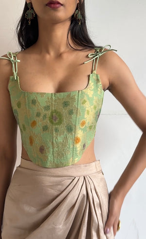 Sage Silk Corset