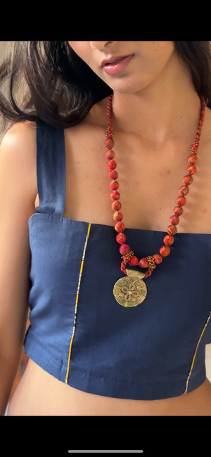 Saree Bead Dhokra Necklace By Qurcha