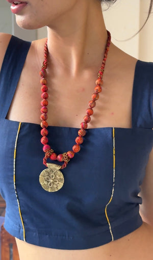 Saree Bead Dhokra Necklace By Qurcha
