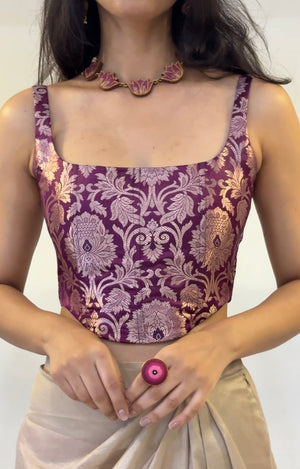 Berry Silver Brocade Corset