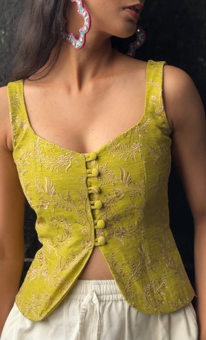 Lime Embroidered Corset Top